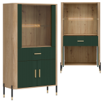 Witryna niska z szufladą Szafka przeszklona Dąb Zielony Złoty DANTE DT12