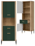 Regał L/P z szufladą Szafka dwudrzwiowa Dąb Zielony Złoty DANTE DT15