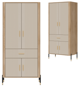 Szafa wąska z szufladą na ubrania do pokoju Dąb Kaszmir Złoty DANTE DT16