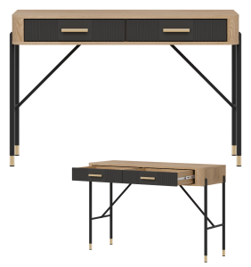 Toaletka z szufladami Biurko Stolik 120 cm Dąb Antracyt Złoty DANTE DT19