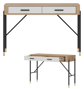Toaletka z szufladami Biurko Stolik 120 cm Dąb Biały Czarny DANTE DT19