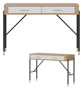 Toaletka z szufladami Biurko Stolik 120 cm Dąb Biały Złoty DANTE DT19