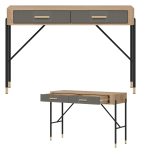 Toaletka z szufladami Biurko Stolik 120 cm Dąb Szary Złoty DANTE DT19