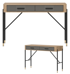 Toaletka z szufladami Biurko Stolik 120 cm Dąb Szary Czarny DANTE DT19
