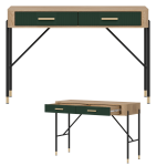 Toaletka z szufladami Biurko Stolik 120 cm Dąb Zielony Złoty DANTE DT19