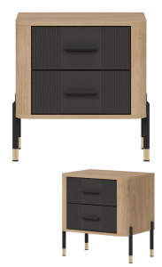 Szafka nocna z szufladami Stolik do sypialni Dąb Antracyt Czarny DANTE DT21