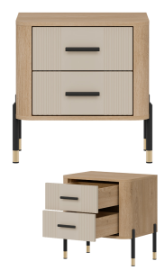 Szafka nocna z szufladami Stolik do sypialni Dąb Kaszmir Czarny DANTE DT21