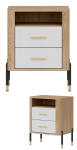 Szafka nocna z półką i szufladami Nakastlik Dąb Biały Złoty DANTE DT22