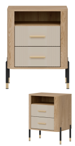 Szafka nocna z półką i szufladami Nakastlik Dąb Kaszmir Złoty DANTE DT22