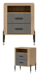 Szafka nocna z półką i szufladami Nakastlik Dąb Szary Czarny DANTE DT22
