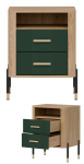 Szafka nocna z półką i szufladami Nakastlik Dąb Zielony Złoty DANTE DT22
