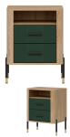 Szafka nocna z półką i szufladami Nakastlik Dąb Zielony Czarny DANTE DT22