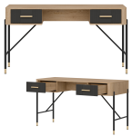 Biurko z szufladami Stolik do pokoju 140 cm Dąb Antracyt Złoty DANTE DT23