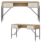 Biurko z szufladami Stolik do pokoju 140 cm Dąb Biały Złoty DANTE DT23