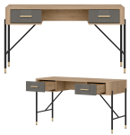 Biurko z szufladami Stolik do pokoju 140 cm Dąb Szary Złoty DANTE DT23