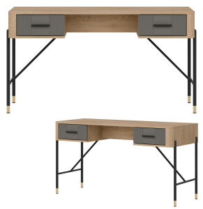 Biurko z szufladami Stolik do pokoju 140 cm Dąb Szary Czarny DANTE DT23