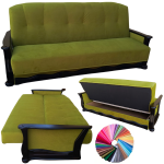 Wersalka rozkładana z funkcją spania Sofa z drewnianymi bokami Kanapa RETRO