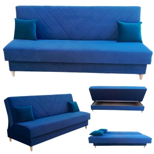 Wersalka rozkładana z przeszyciami w trójkąty do salonu Sofa Kanapa Linda