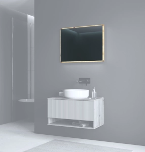 Lustro 80 cm + LED dąb artisan