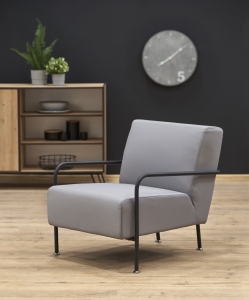 CUPER fotel wypoczynkowy popielaty skóra naturalna