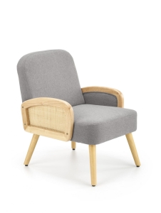GRECOS fotel popielaty-rattan syntetyczny
